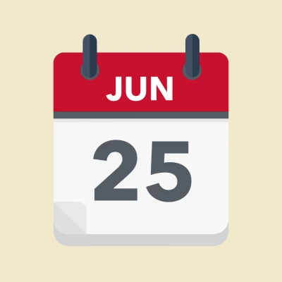Calendar icon showing 25th June